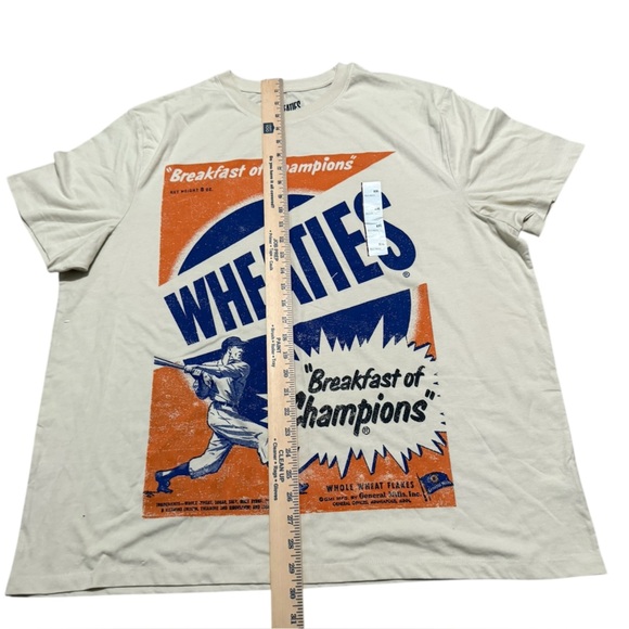 Wheaties Men’s Breakfast of Champions cereal Baseball Graphic shirt cream XXL - Picture 3 of 10